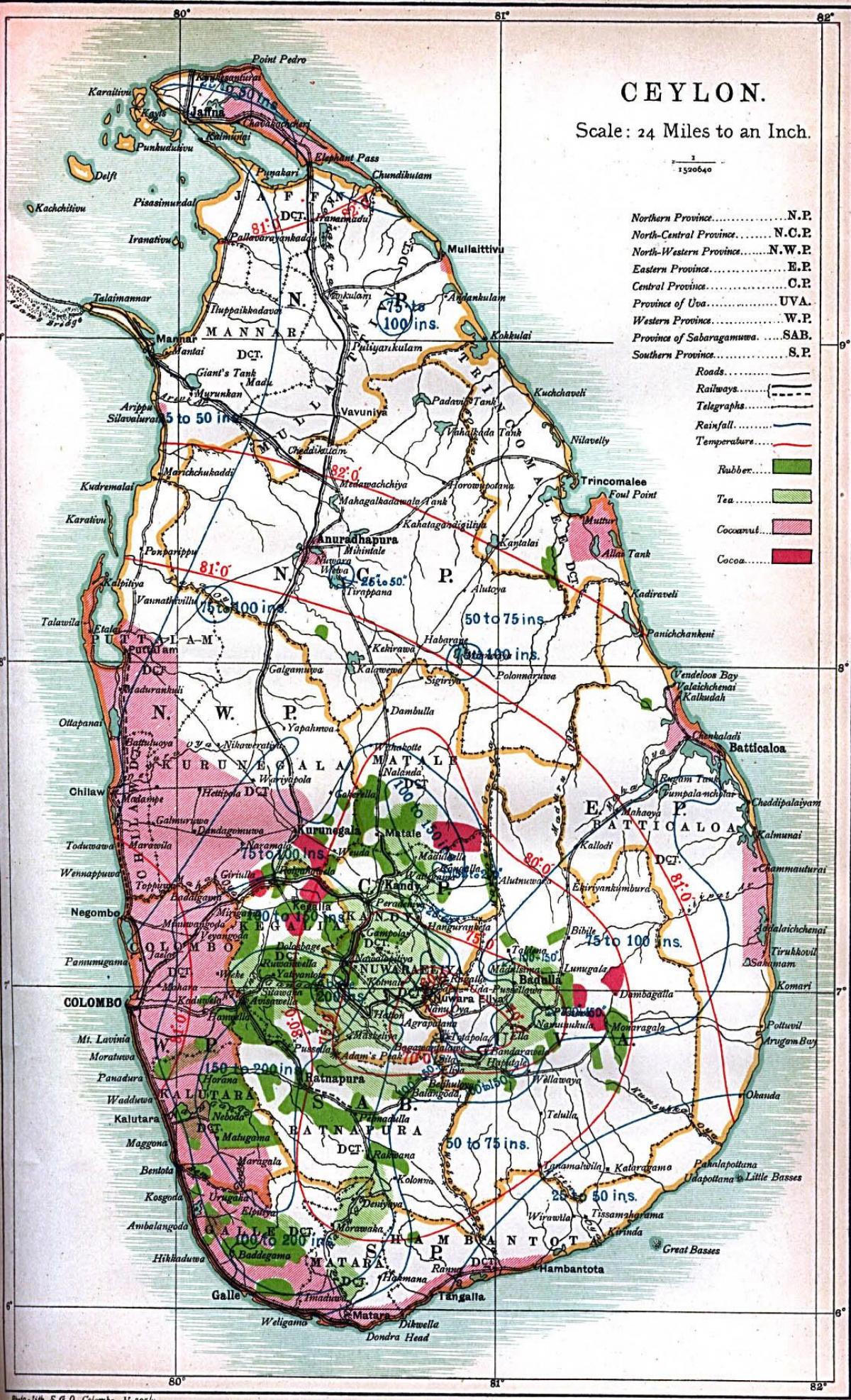 mapa do Ceilão (Sri Lanka