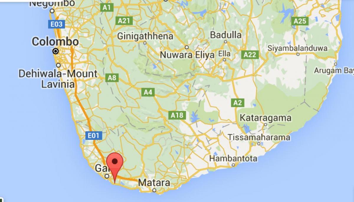 Sri Lanka, costa sul mapa