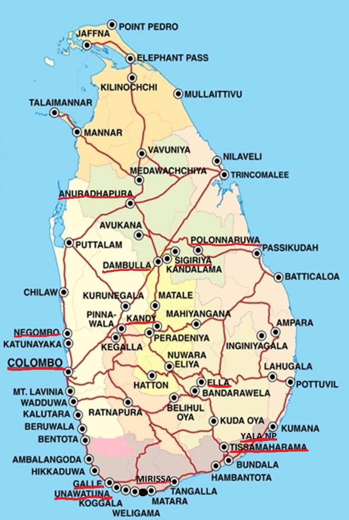 ella mapa do Sri Lanka