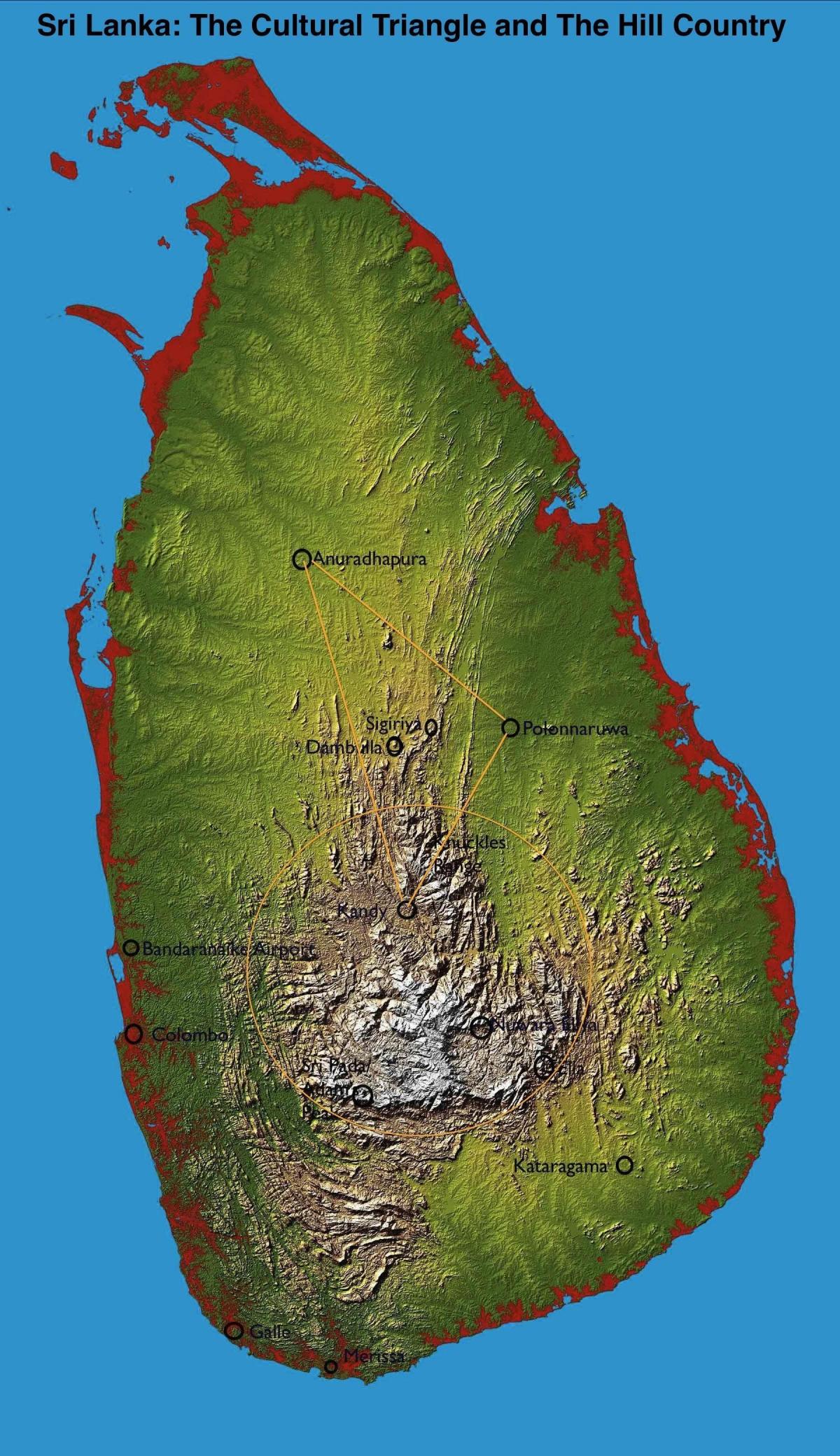 mapa da colina, Sri Lanka, país