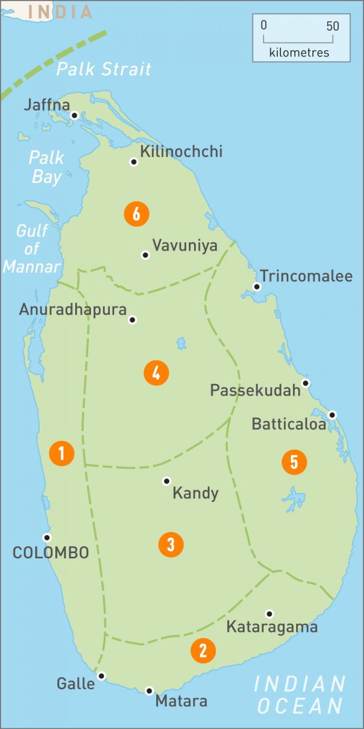 mapa do Sri Lanka regiões