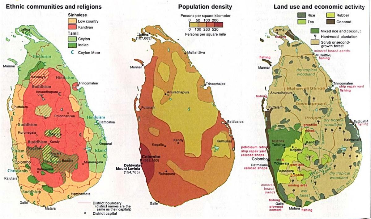 mapa do Sri Lanka agricultura