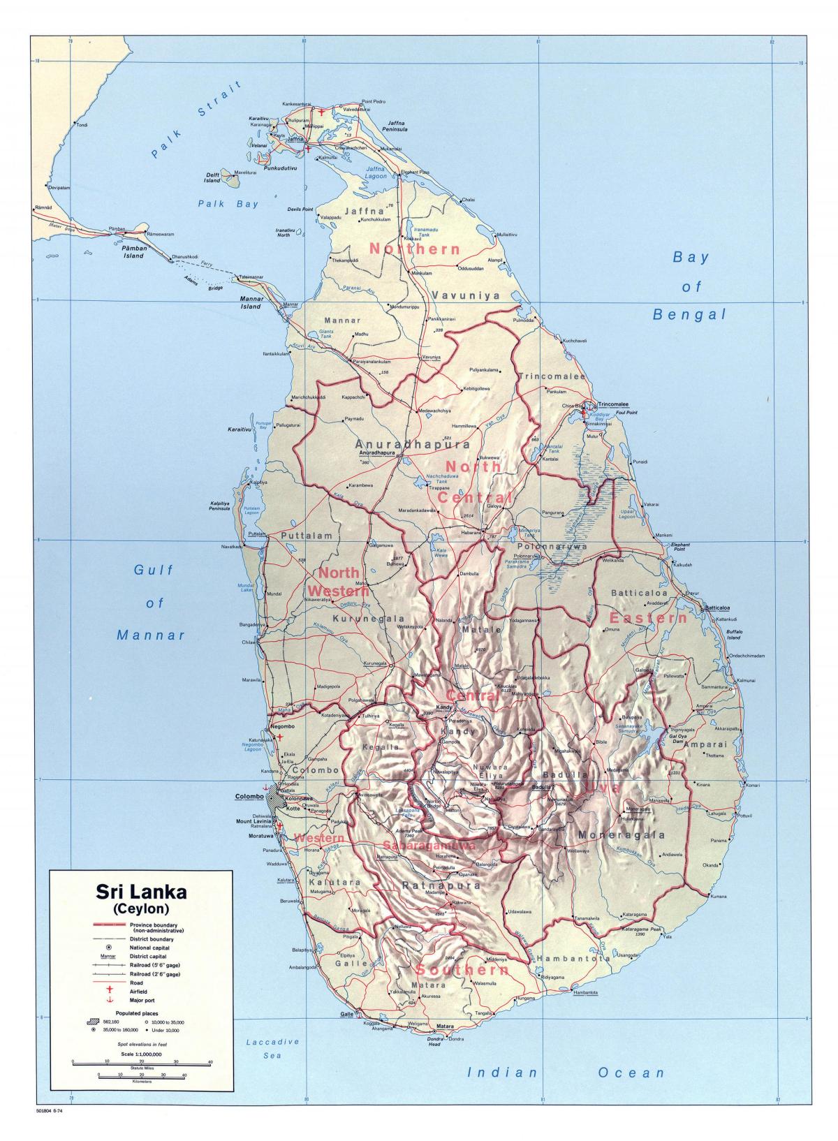 mapa do Sri Lanka, com cidades