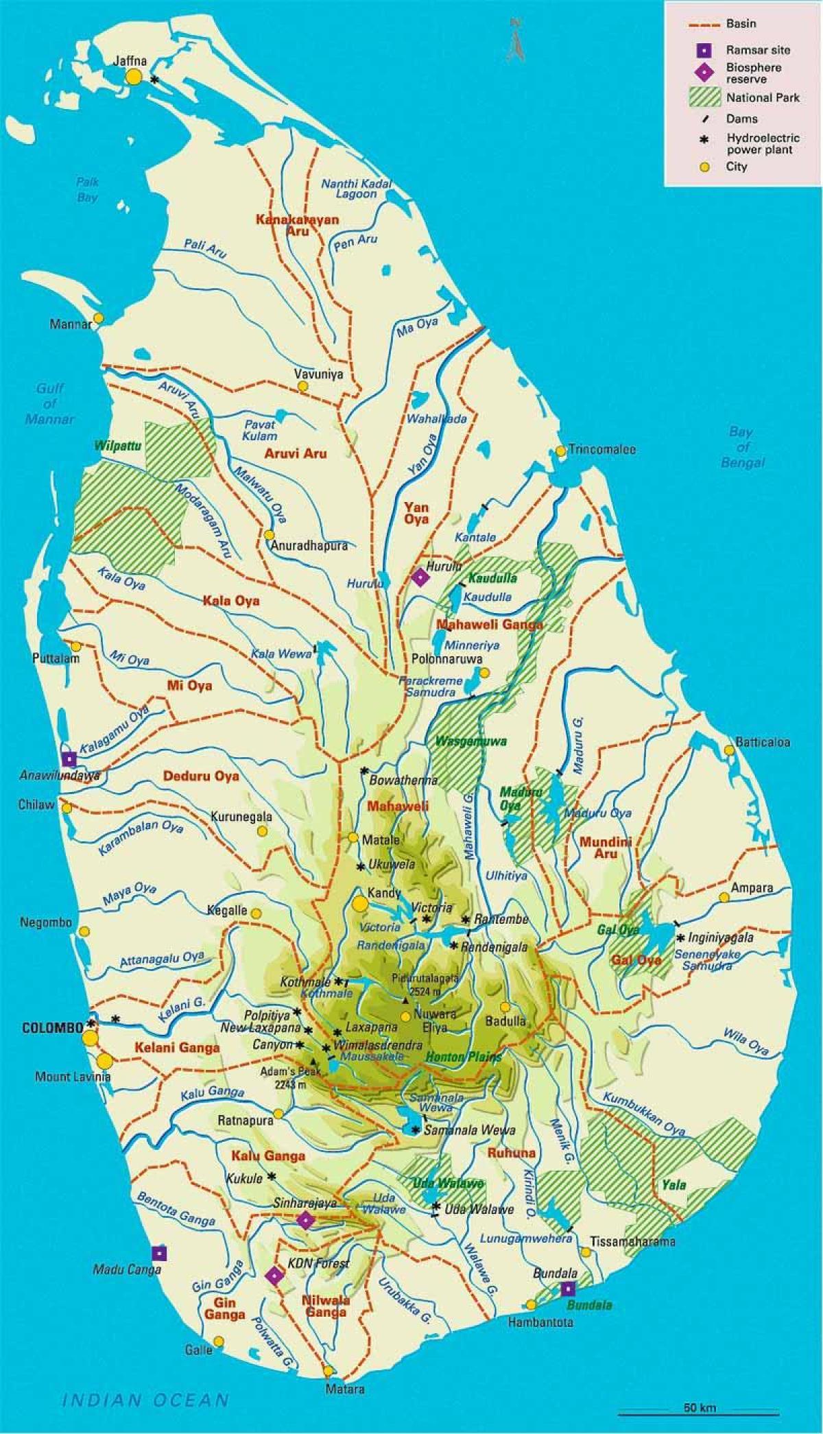 mapa do Sri Lanka geografia