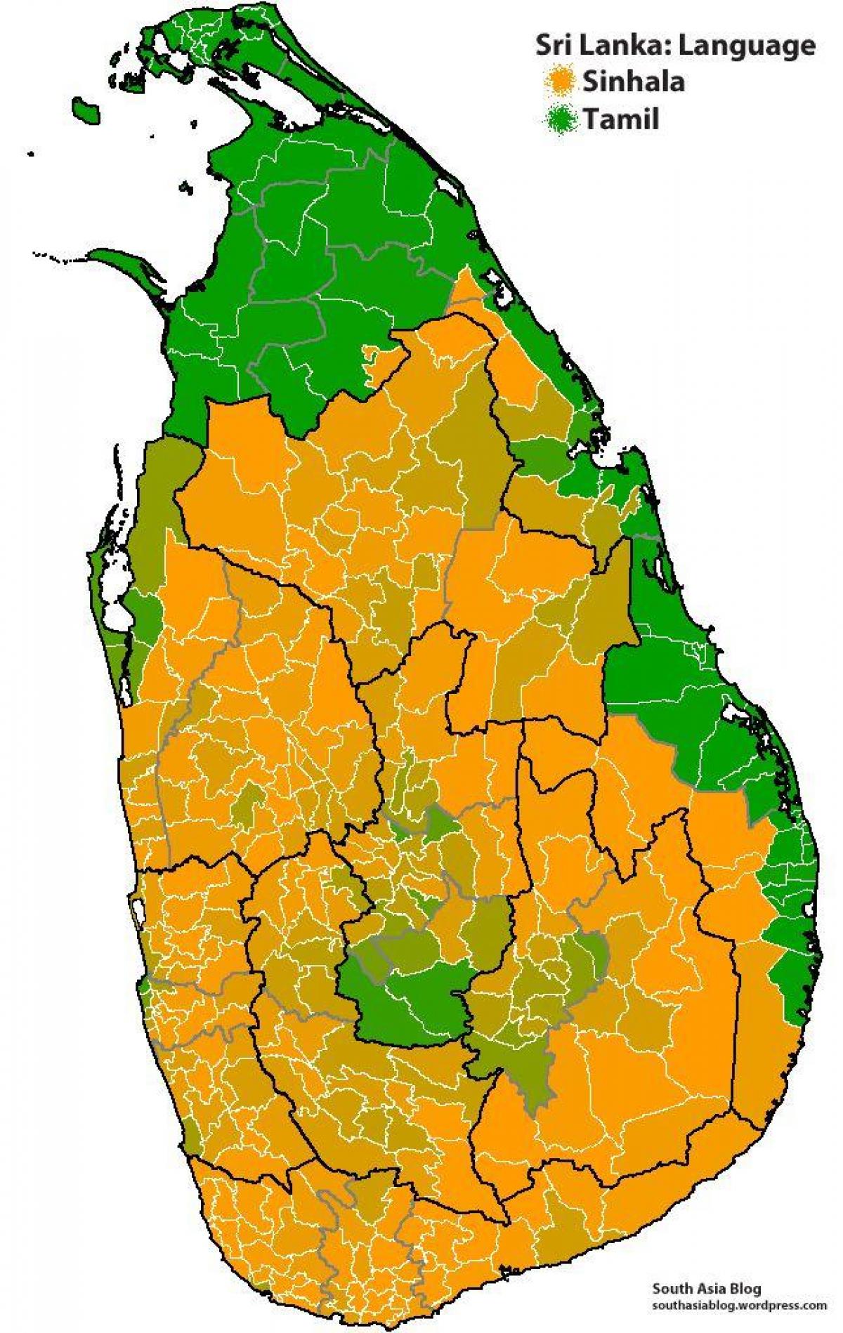 mapa do Sri Lanka idioma