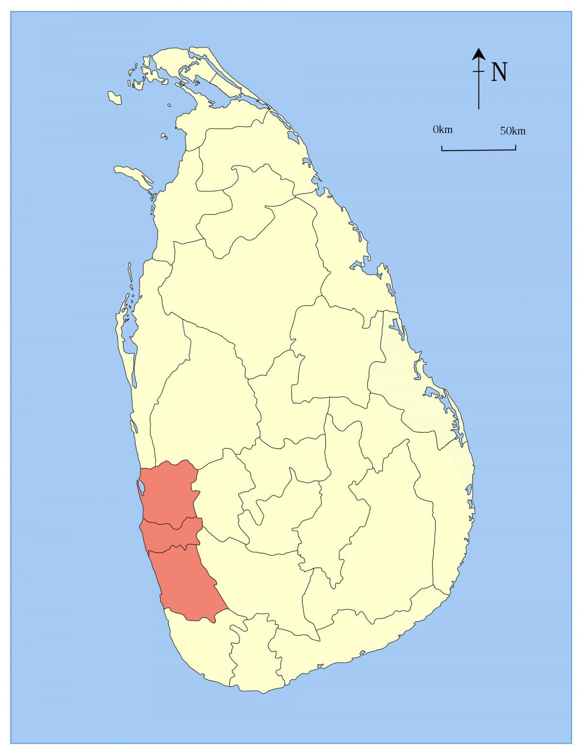 mapa do Sri Lanka província ocidental