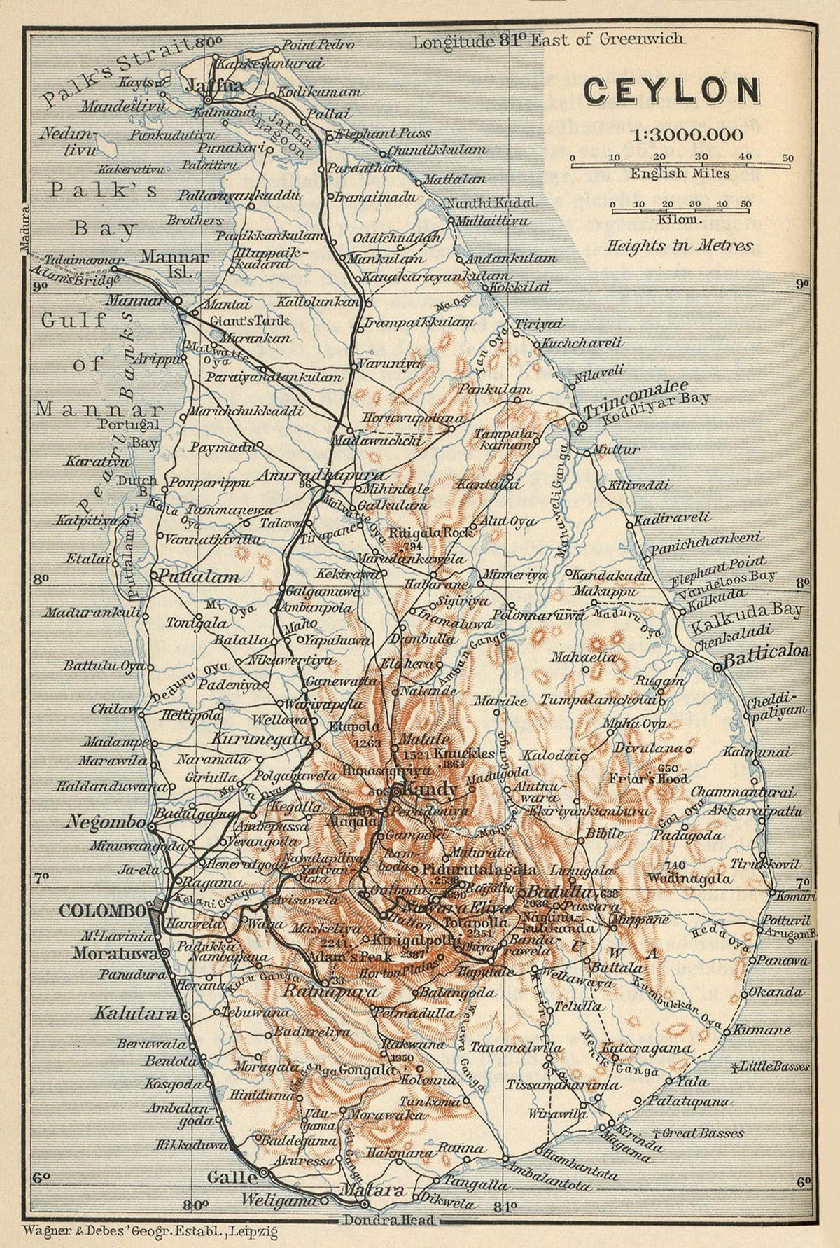 Ceilão no mapa