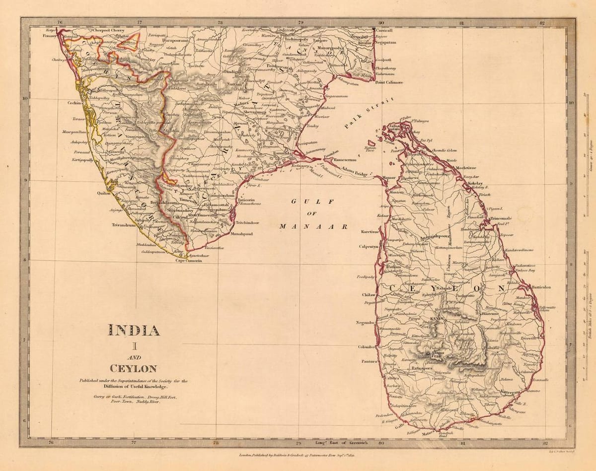 antigo Ceilão mapa