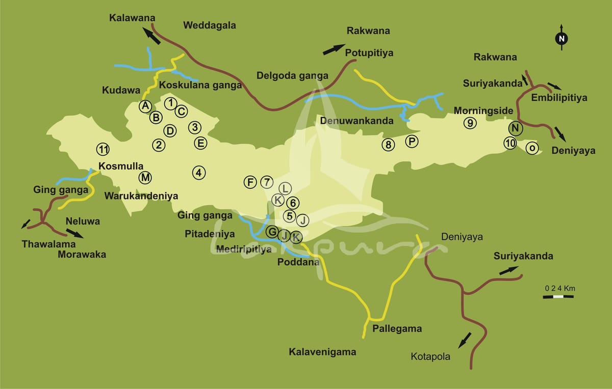 mapa de sinharaja Sri Lanka