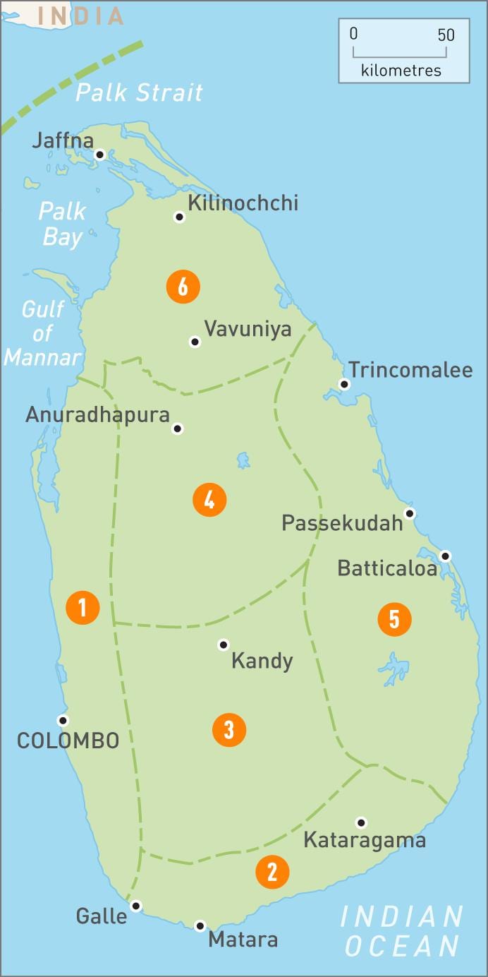 mapa do Sri Lanka regiões