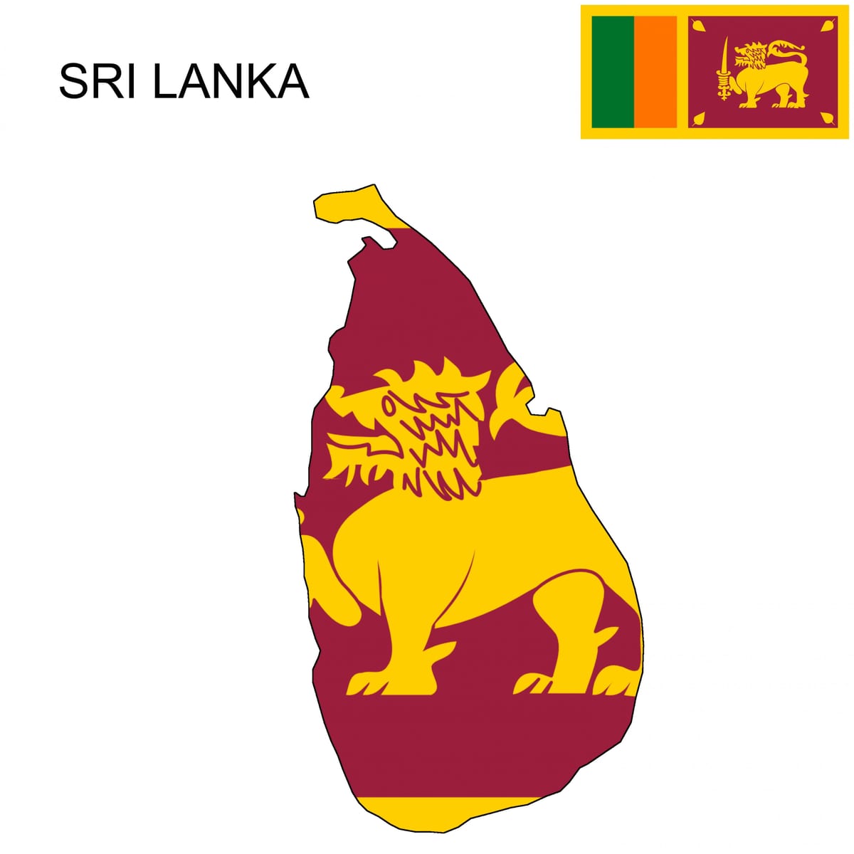 mapa do Sri Lanka bandeira