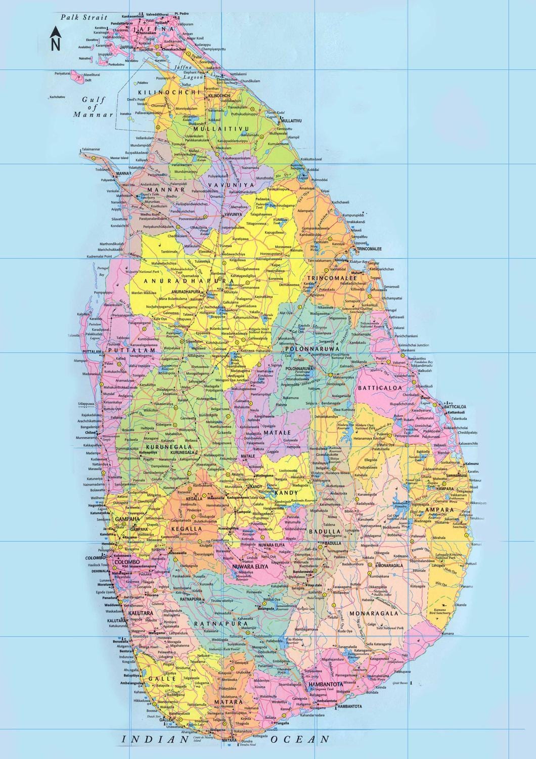 Sri Lanka quilômetro mapa