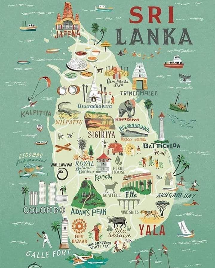 mapa do Sri Lanka mapa cartaz