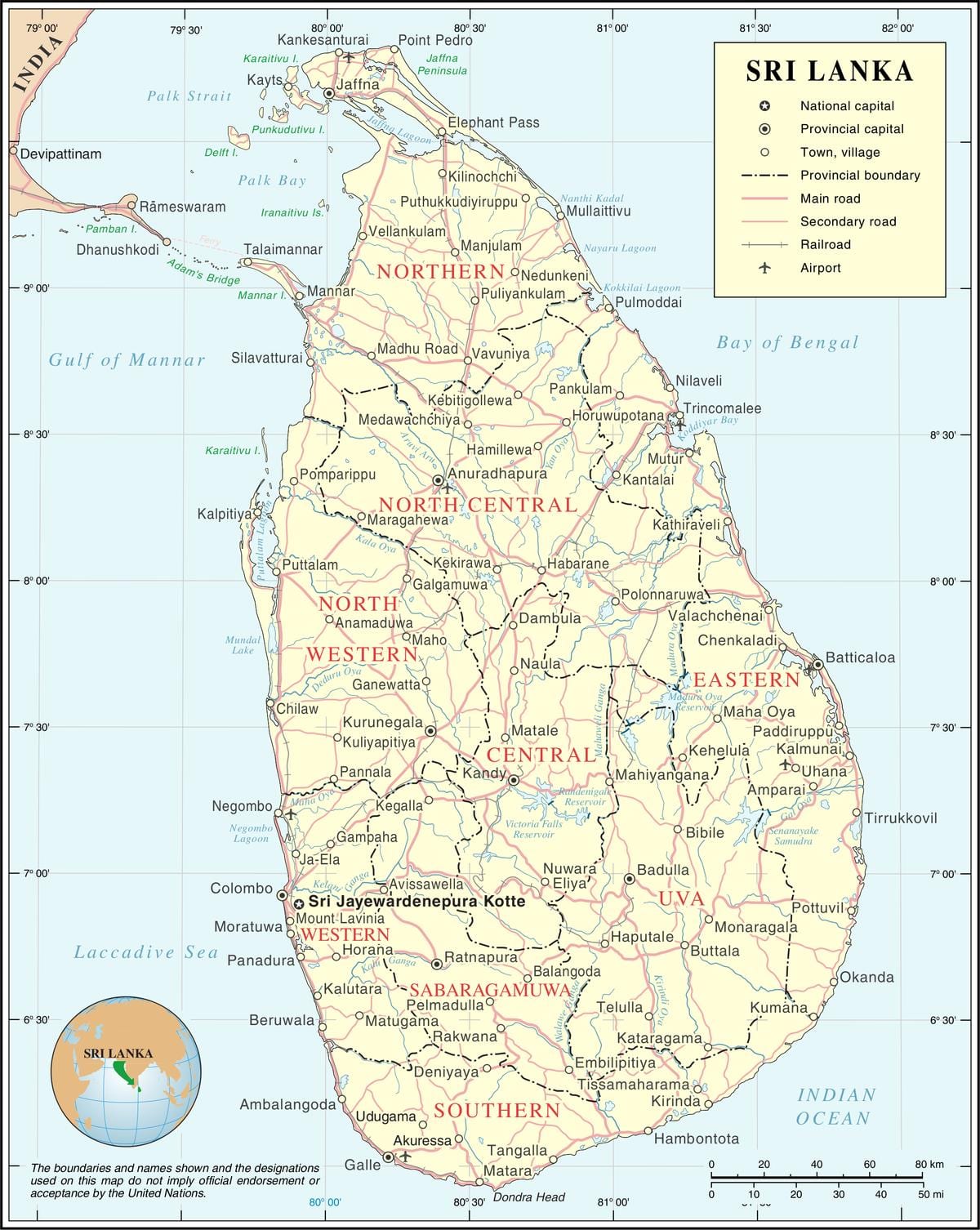 mapa do Sri Lanka cidade