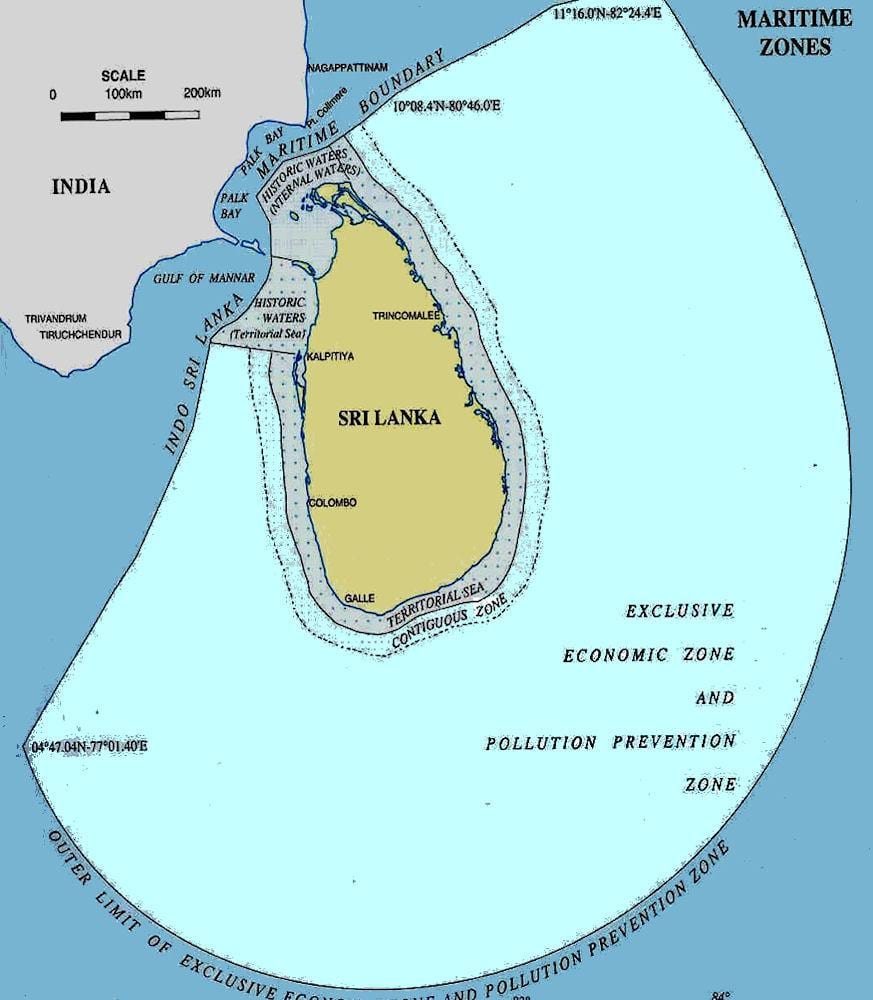 mapa do Sri Lanka mar
