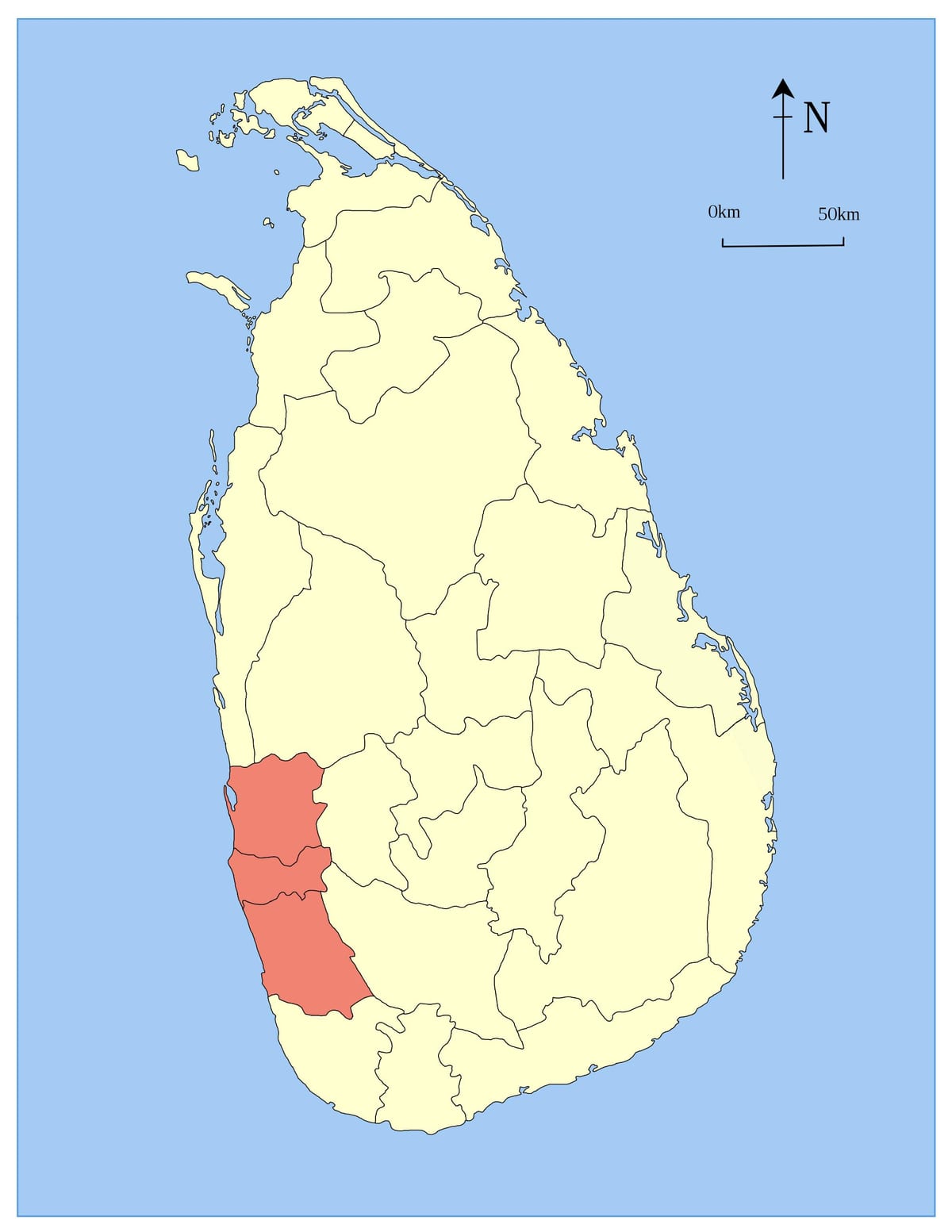 mapa do Sri Lanka província ocidental