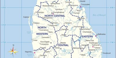 Mapa dos aeroportos internacionais no Sri Lanka