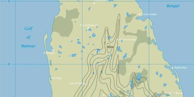 Mapa de contorno do mapa do Sri Lanka