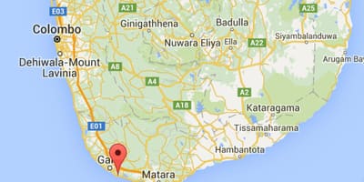  mapa do sudoeste do Sri Lanka