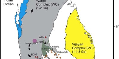 Mapa de minerais no Sri Lanka