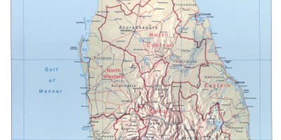 Mapa do Sri Lanka, com cidades