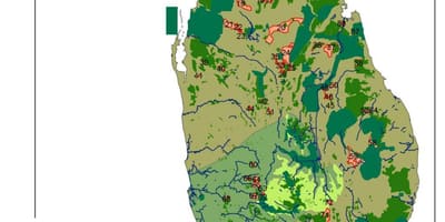 Mapa do Sri Lanka florestas