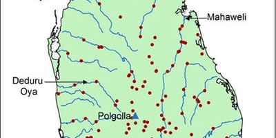 Mapa do Sri Lanka ganga