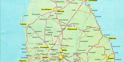 Estrada distância mapa do Sri Lanka