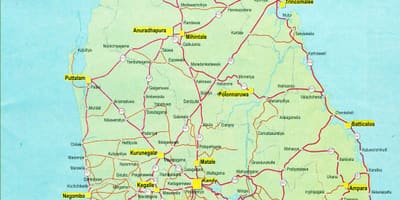 Mapa do Sri Lanka mapa com a distância