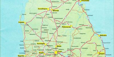 Mapa do Sri Lanka mapa com a distância