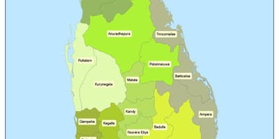 Mapa do Sri Lanka área
