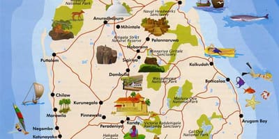 Sri Lanka mapa da ilha