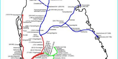 Ferroviária mapa de rota do Sri Lanka