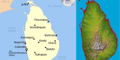 Mapa do Sri Lanka topográfico
