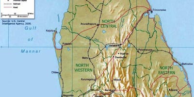 Montanhas no Sri Lanka mapa