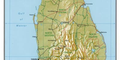 Mapa do Sri Lanka estradas com quilômetros