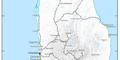 Rotas de trem Sri Lanka mapa