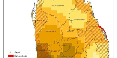 Mapa de Sri Lankan a densidade populacional